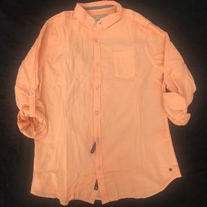 Peach button down casual shirt brand new